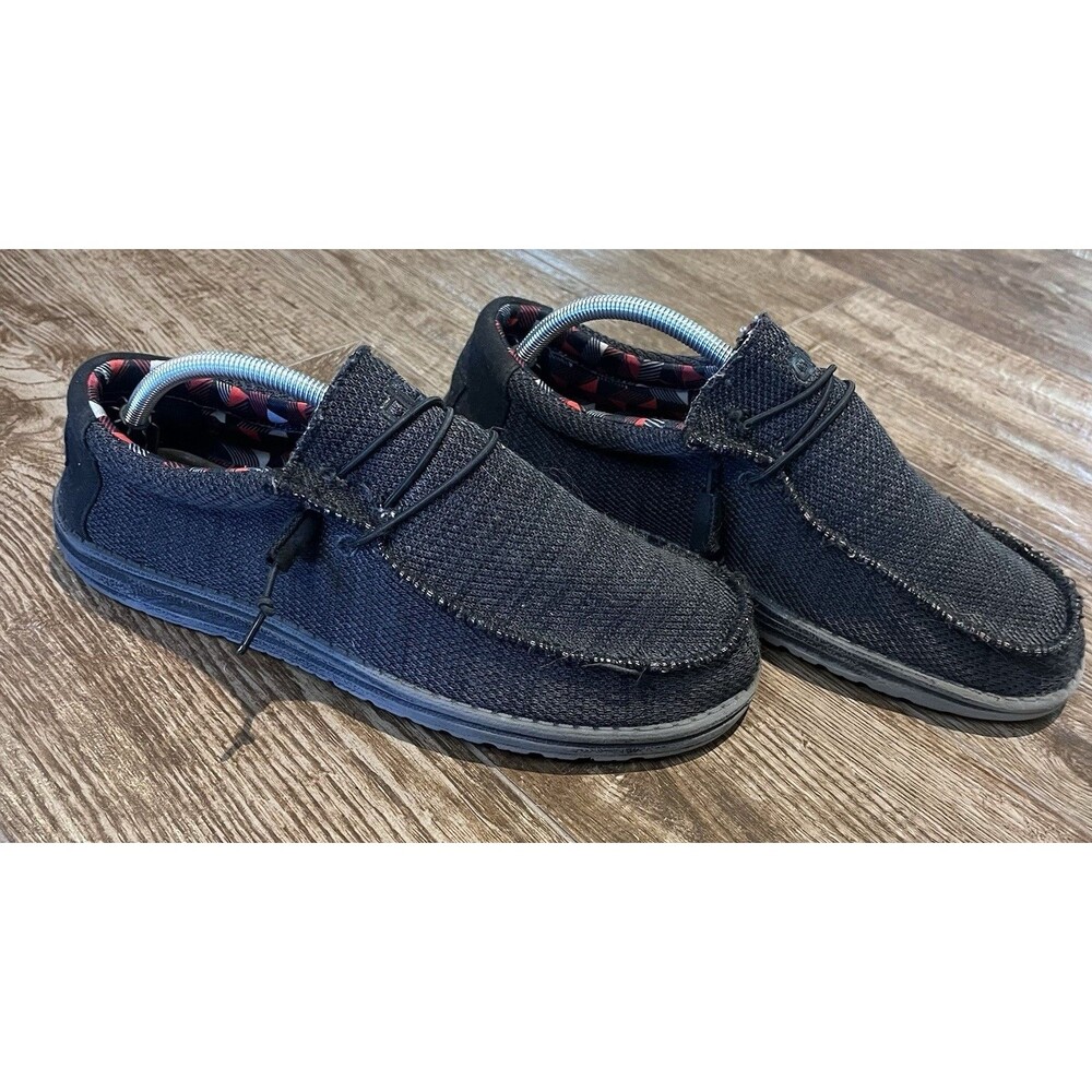 Hey Dude Wally Sox Men’s Size 11 Jet Black Slip On Shoes Dudes Driving Shoes